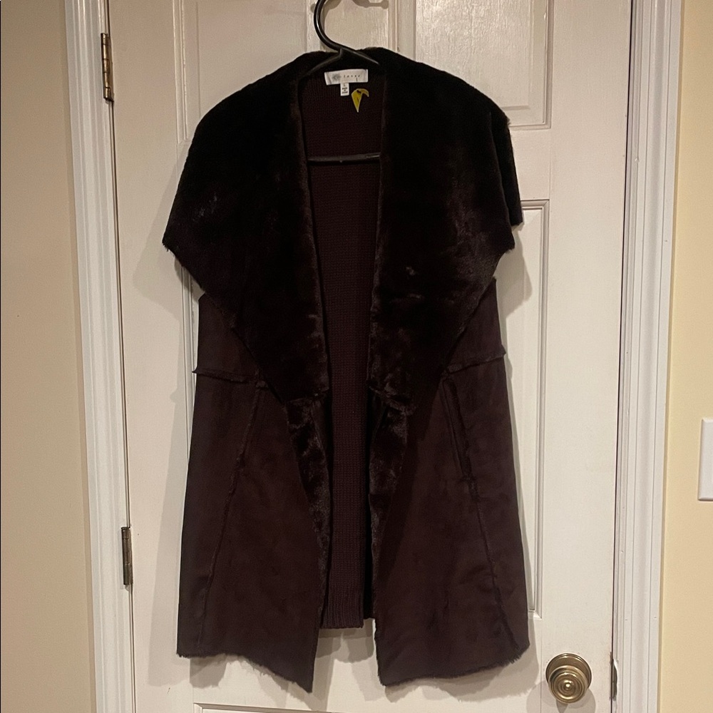 Fever Dark Brown Faux Sherling Vest